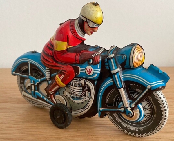 JW Wagner Motorbike 1968 Tinmodel with  frictiondrive (9679)